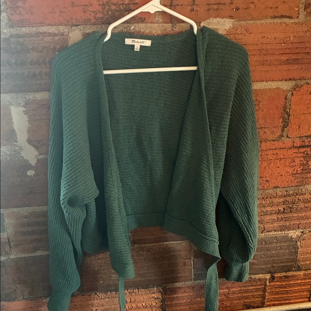 Madewell Deep Green Wraparound Cardigan Sweater